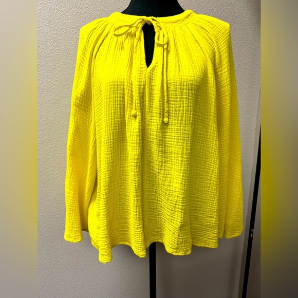Scoop NYC Tops - Scoop Vibrant yellow  Tie Front Relaxed Blouse size large